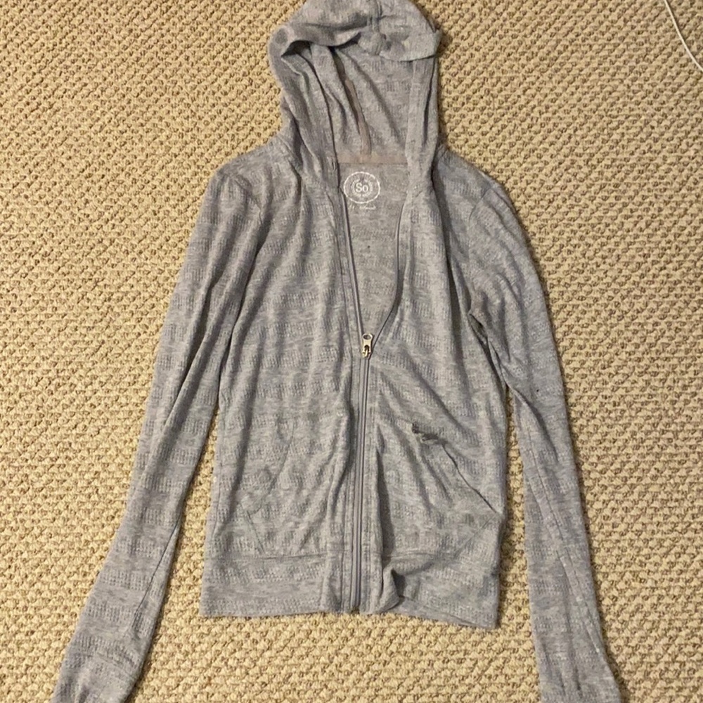 S gray light zip up jacket